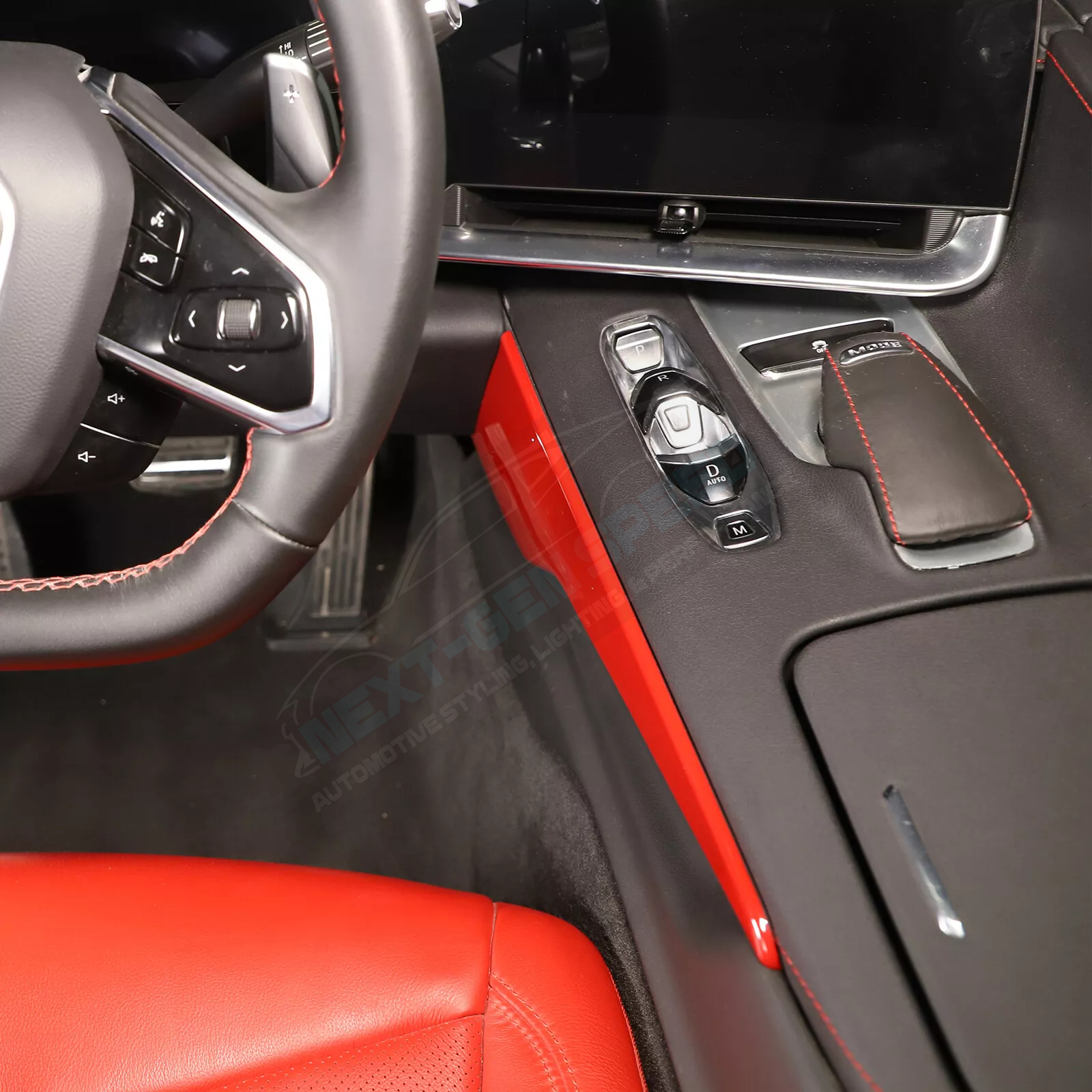 C8 Corvette Red Interior ABS Center Console Side Panel Covers