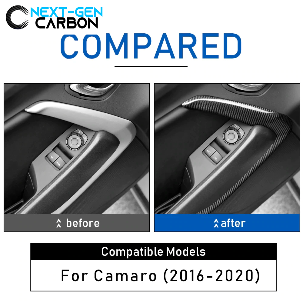 2016 - 24 Camaro Carbon Fiber Door Trim Surround Cover (With Light/Without Light)
