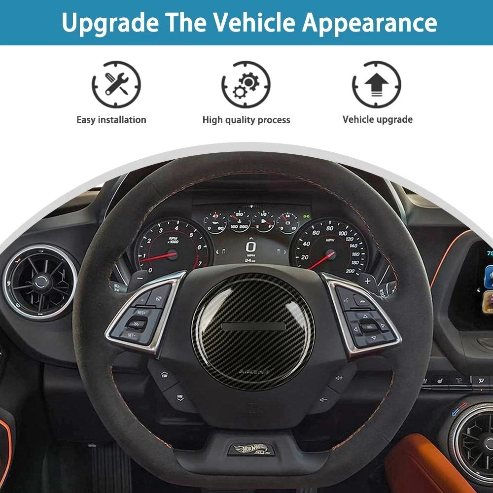 2016 - 24 Camaro  Hydro-Dipped Carbon Fiber Full Center Steering Cover