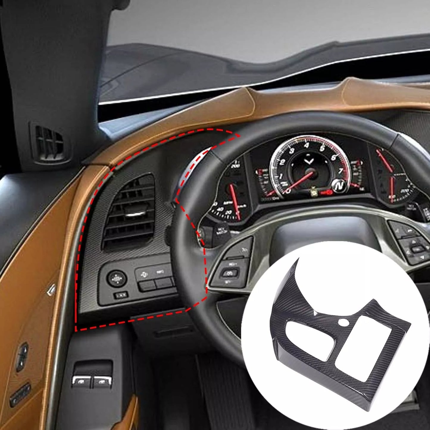 2014 - 19 C7 Corvette Real Carbon Fiber LH Dashboard Vent Panel Cover | Next-Gen Carbon