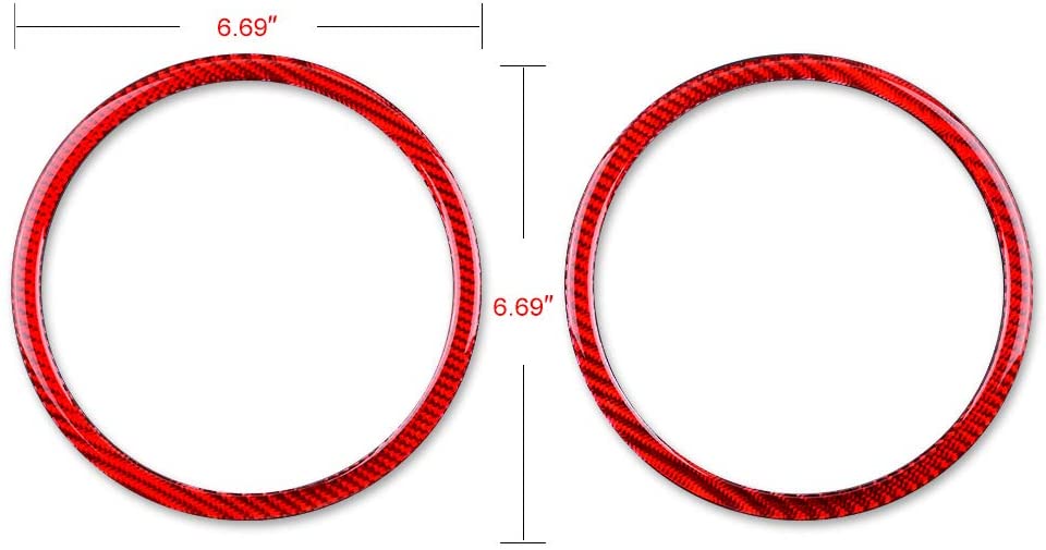 2010 - 15 Camaro Real Carbon Fiber Door Speaker Trim Rings Covers | Black / Red Carbon