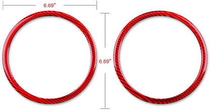 2010 - 15 Camaro Real Carbon Fiber Door Speaker Trim Rings Covers | Black / Red Carbon