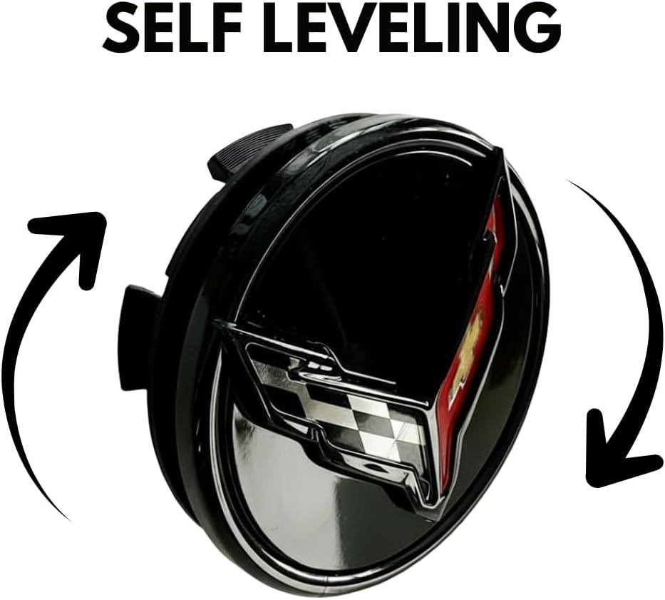 C8 Corvette Floating Spinner Black Center Caps