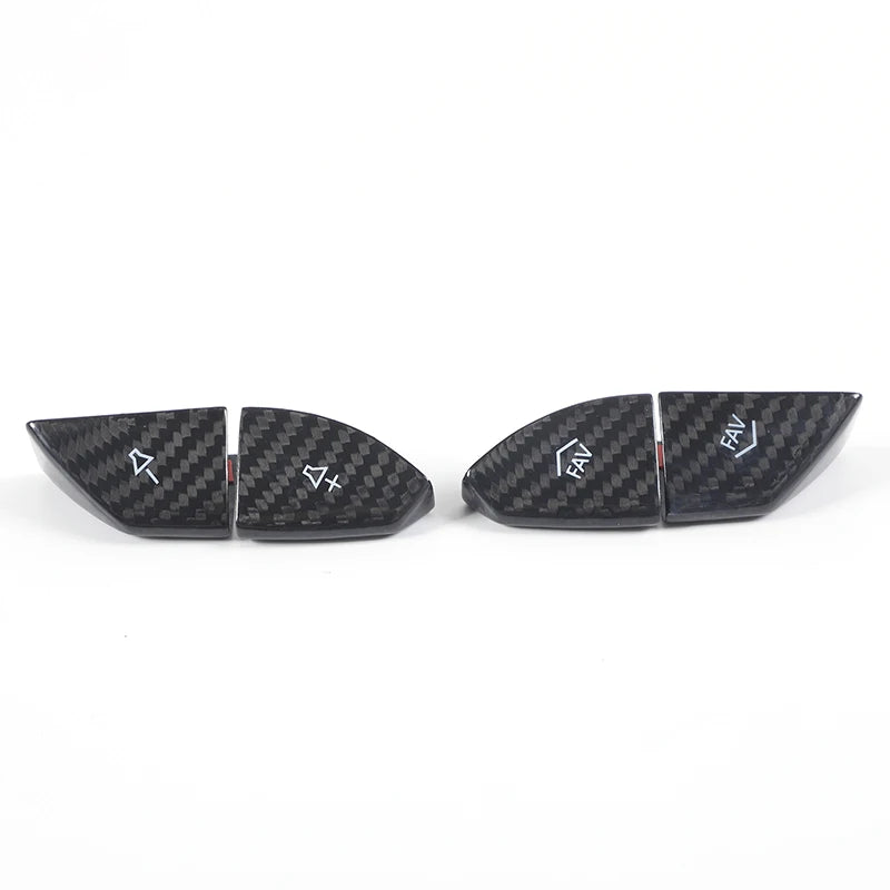 2014 - 19 Corvette C7 Carbon Fiber Steering Volume / Fav Button Covers (Black/Red)