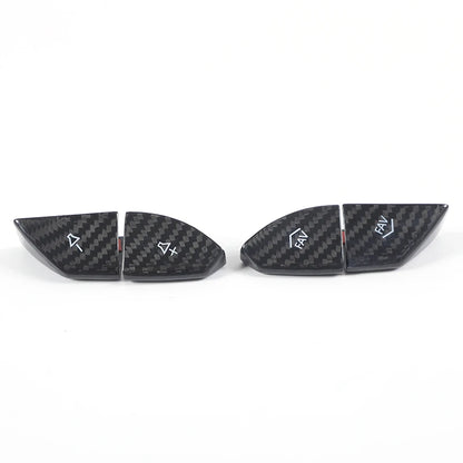 2014 - 19 Corvette C7 Carbon Fiber Steering Volume / Fav Button Covers (Black/Red)