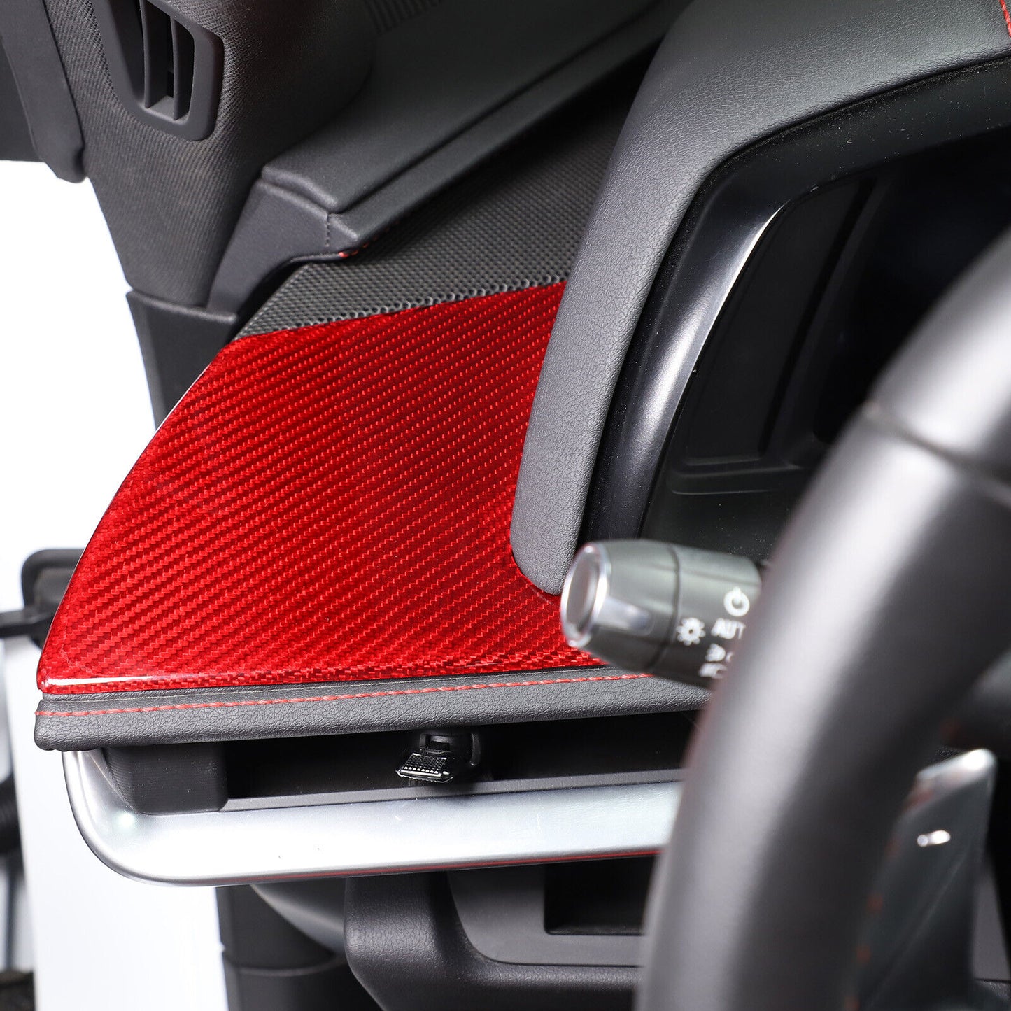 C8 Corvette Carbon Fiber LH Dashboard Trim Cover | Black / Red