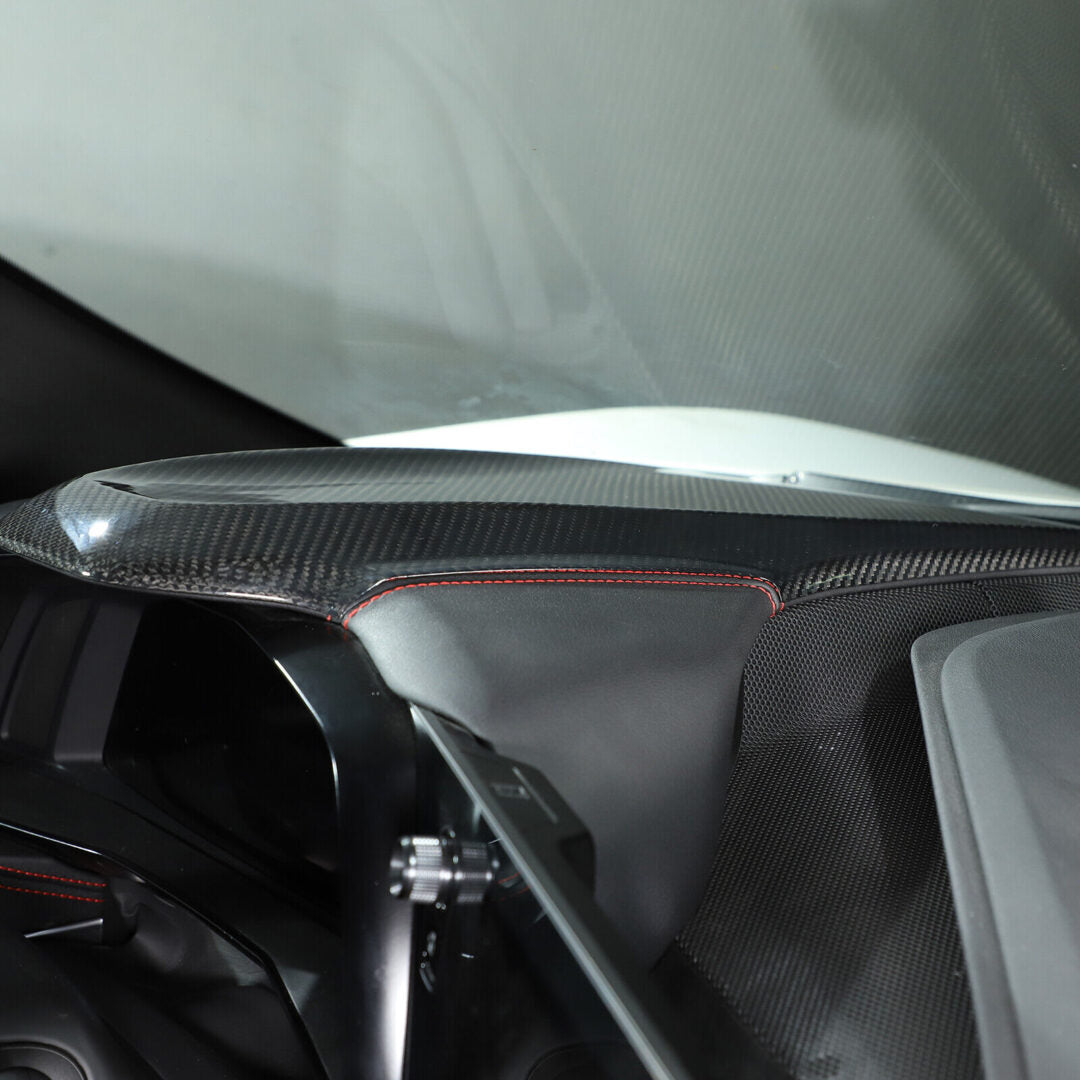 C8 Corvette Carbon Fiber Upper Dash Pad Cover | Black / Red