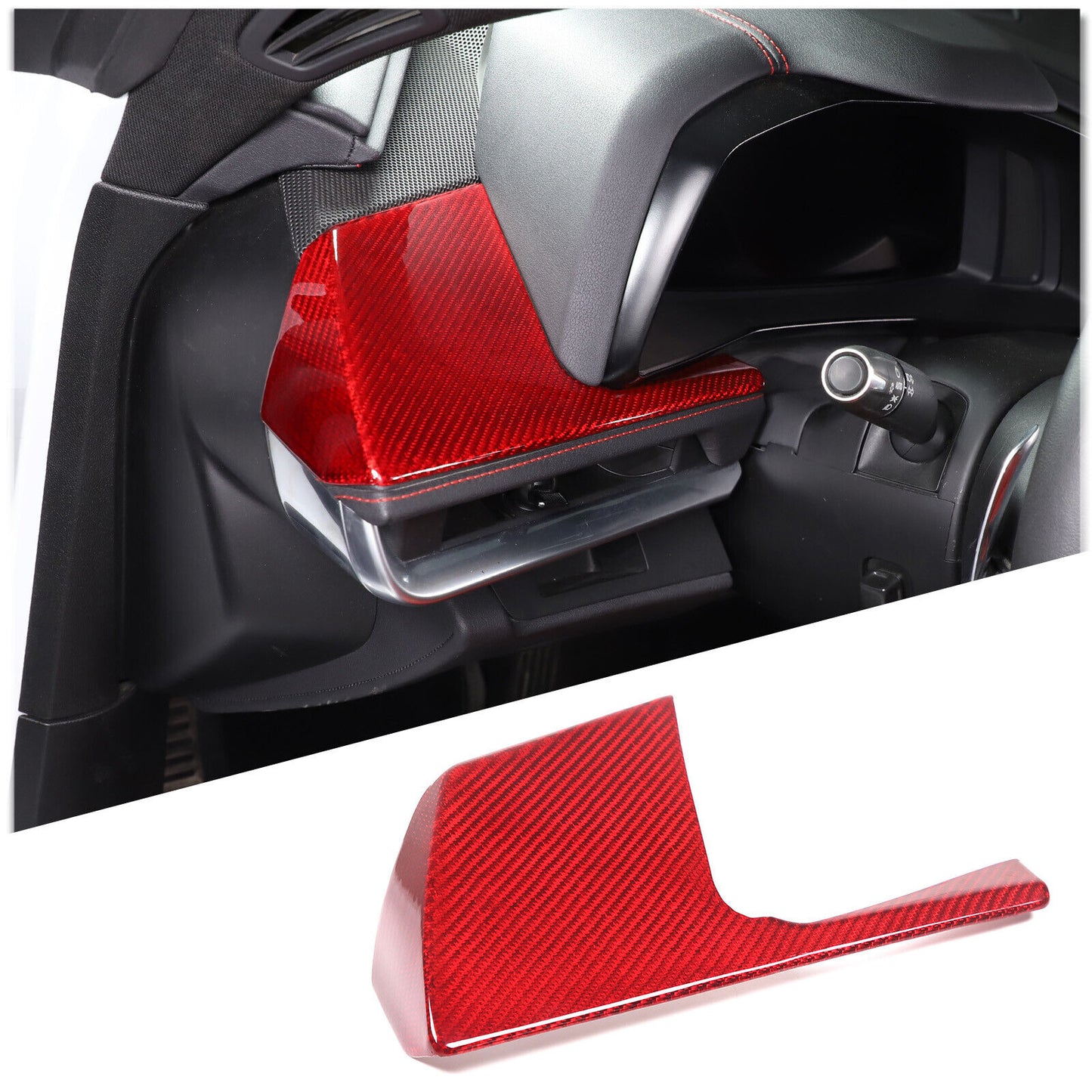 C8 Corvette Carbon Fiber LH Dashboard Trim Cover | Black / Red