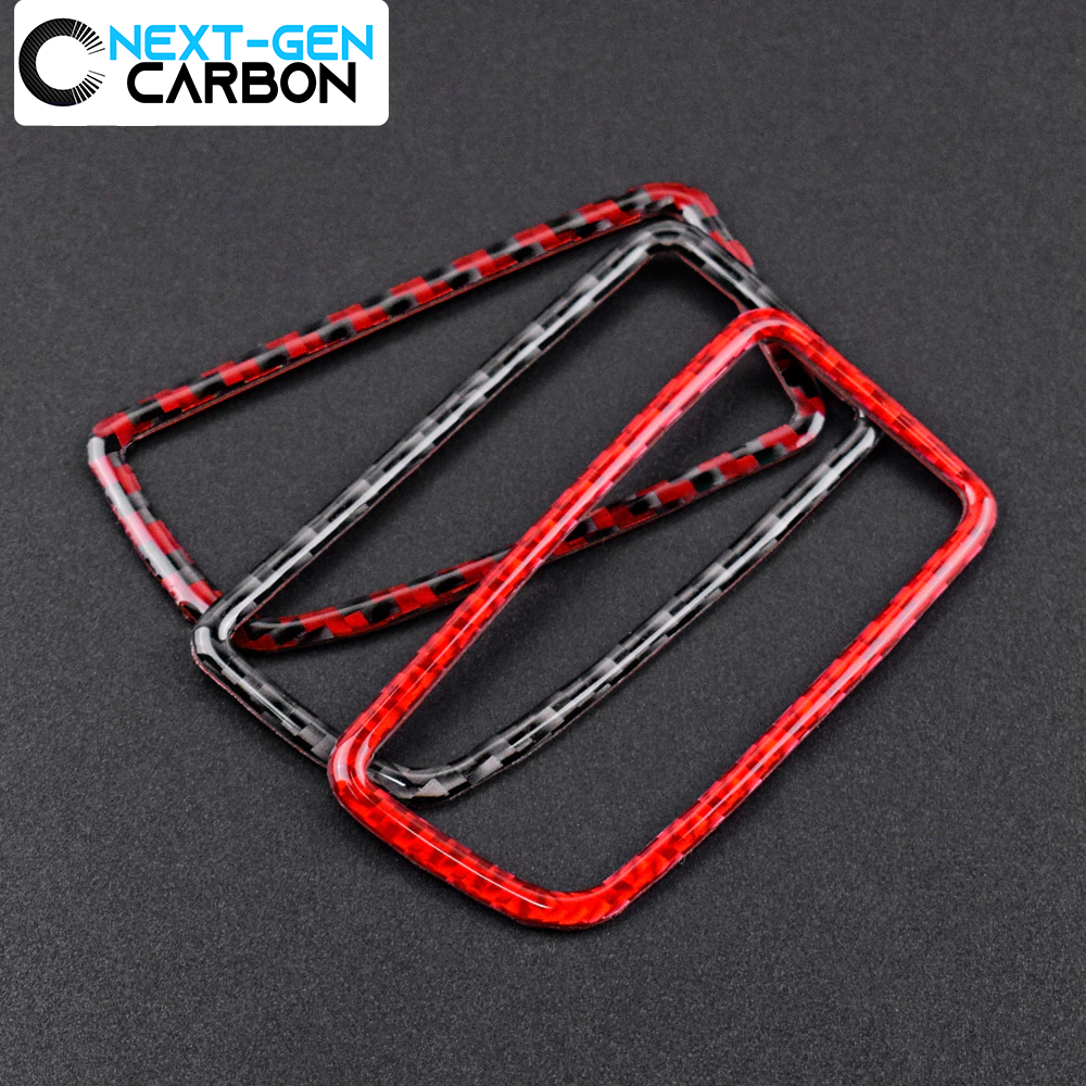 2010 - 15 Camaro Real Carbon Fiber Center Console Cover Overlay Kit | Black / Red Carbon