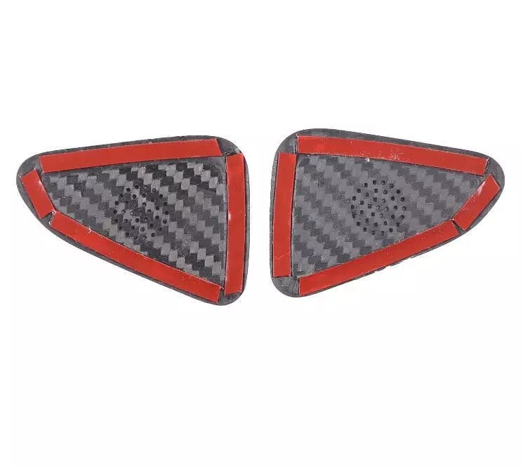 C8 Corvette Carbon Fiber Door Mic Speaker Covers | Black / Red
