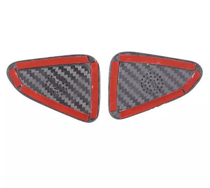 C8 Corvette Carbon Fiber Door Mic Speaker Covers | Black / Red