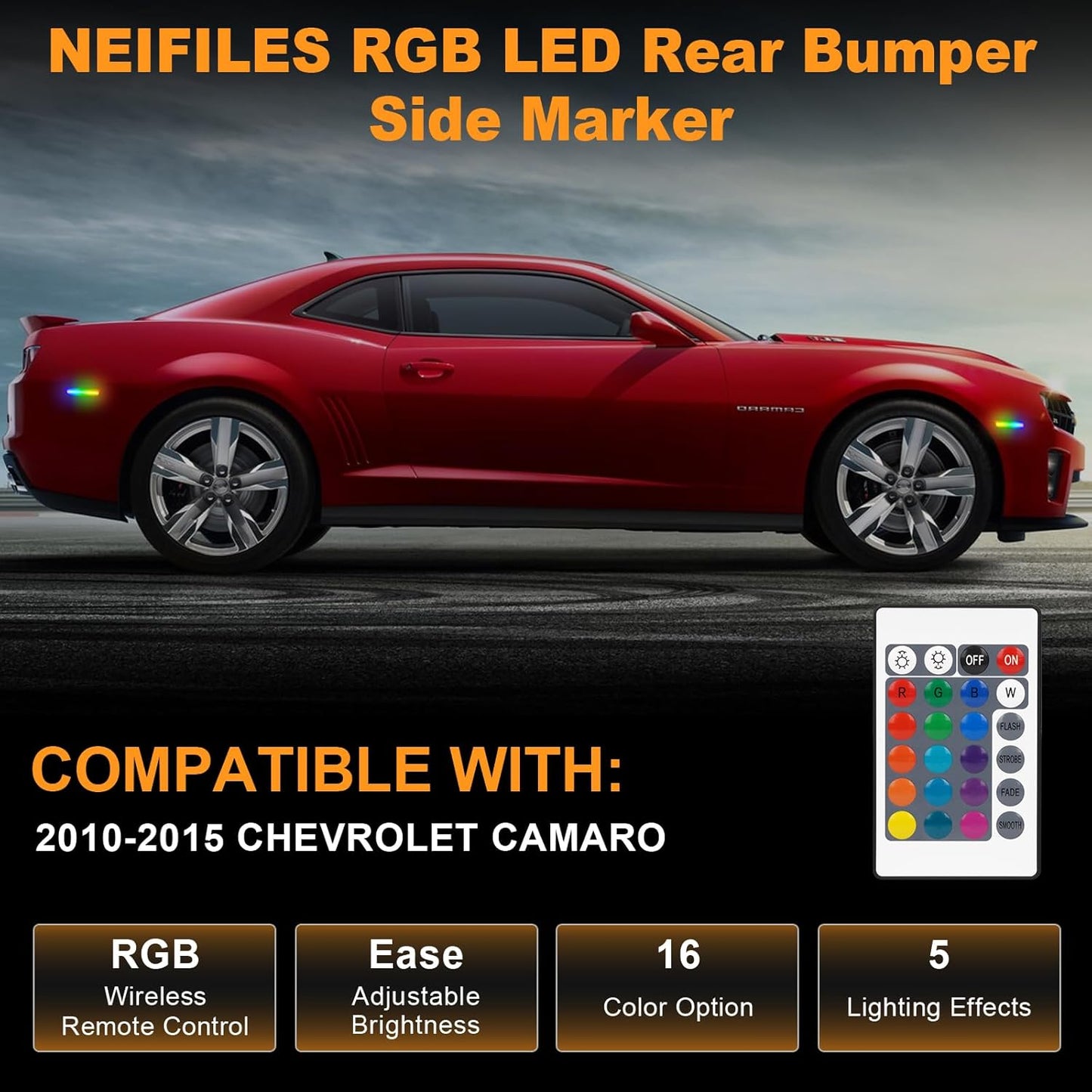 2010-15 Camaro Smoked RGB LED Side Markers image 7