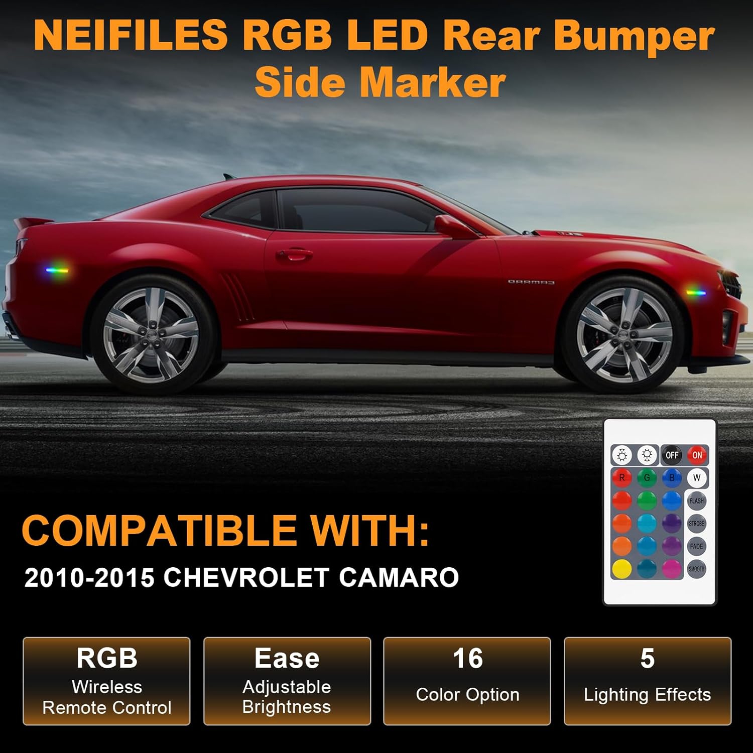 2010-15 Camaro Smoked RGB LED Side Markers image 7