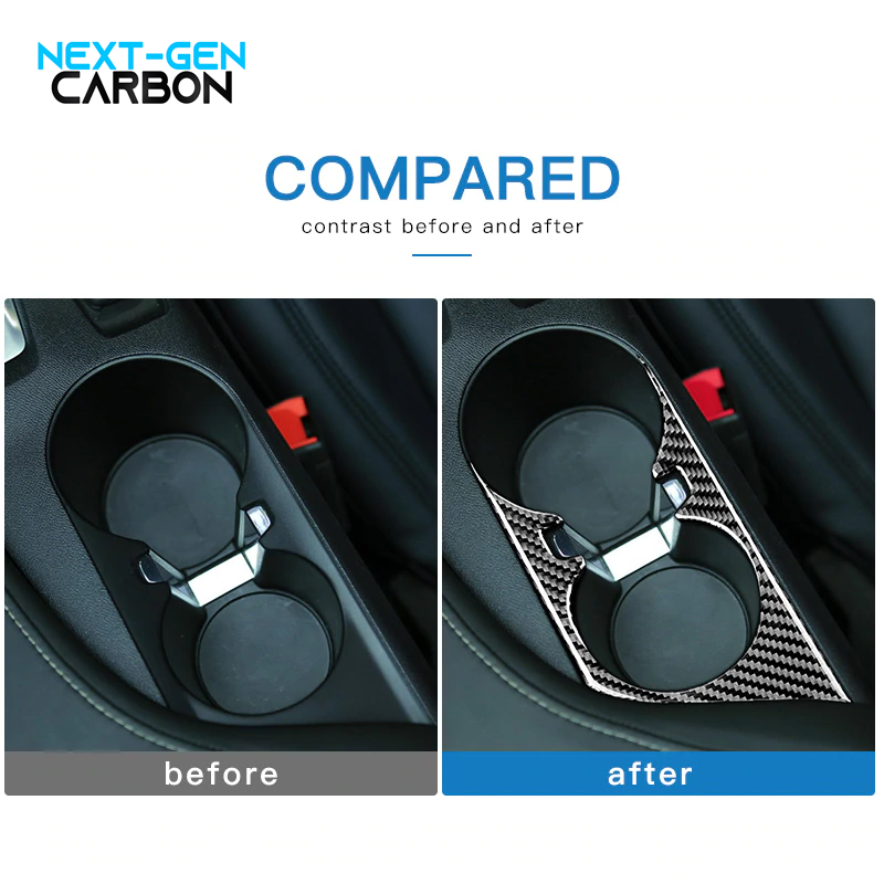 2016 - 24 Camaro Real Carbon Fiber Center Console Overlay Cover | Black / Red Carbon