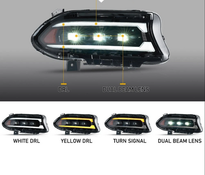 2015 - 24 Dodge Charger RGB Flow Triple Beam DRL Headlights image 2