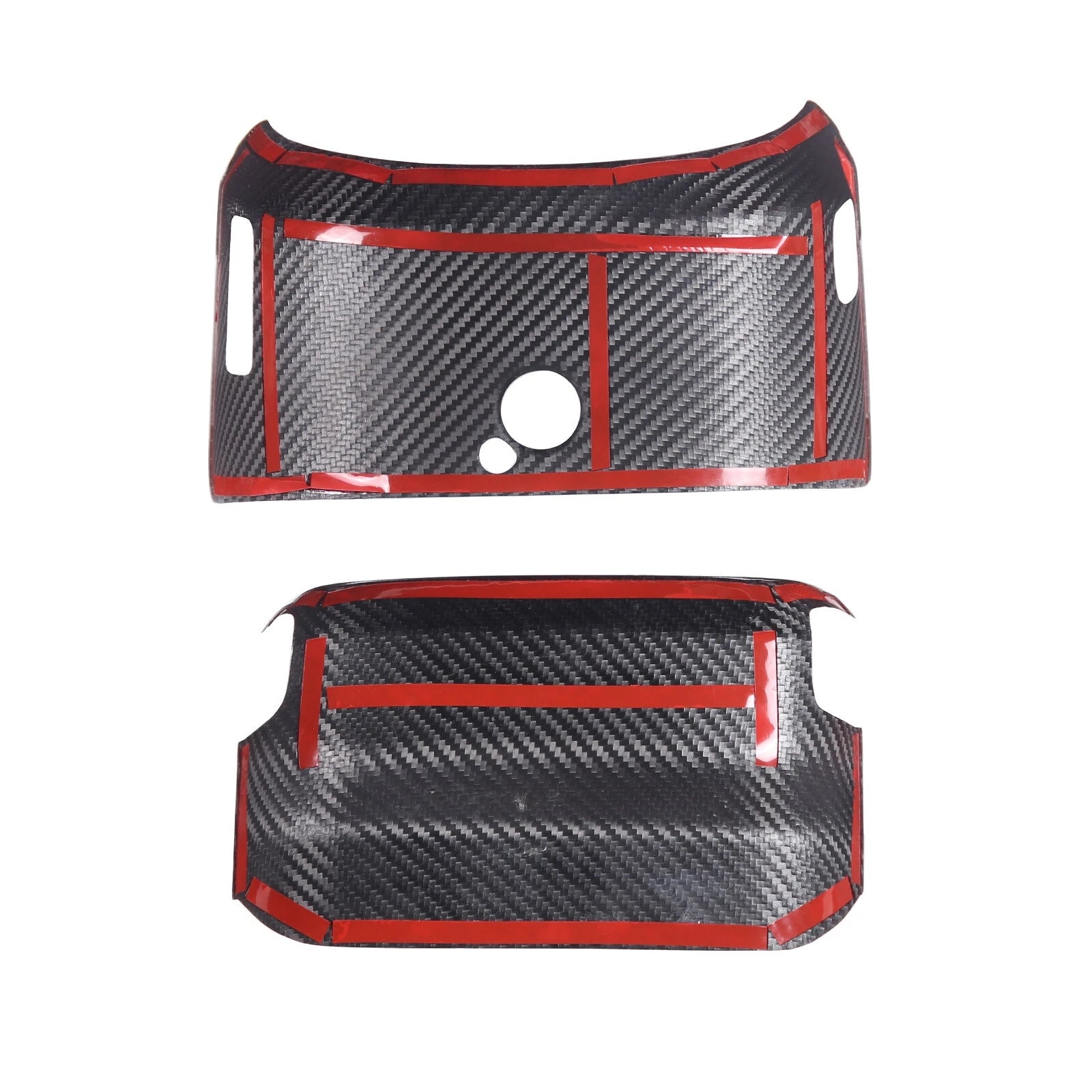 2014 - 19 C7 Corvette Carbon Fiber Steering Wheel Base Trim Cover Kit | Black / Red