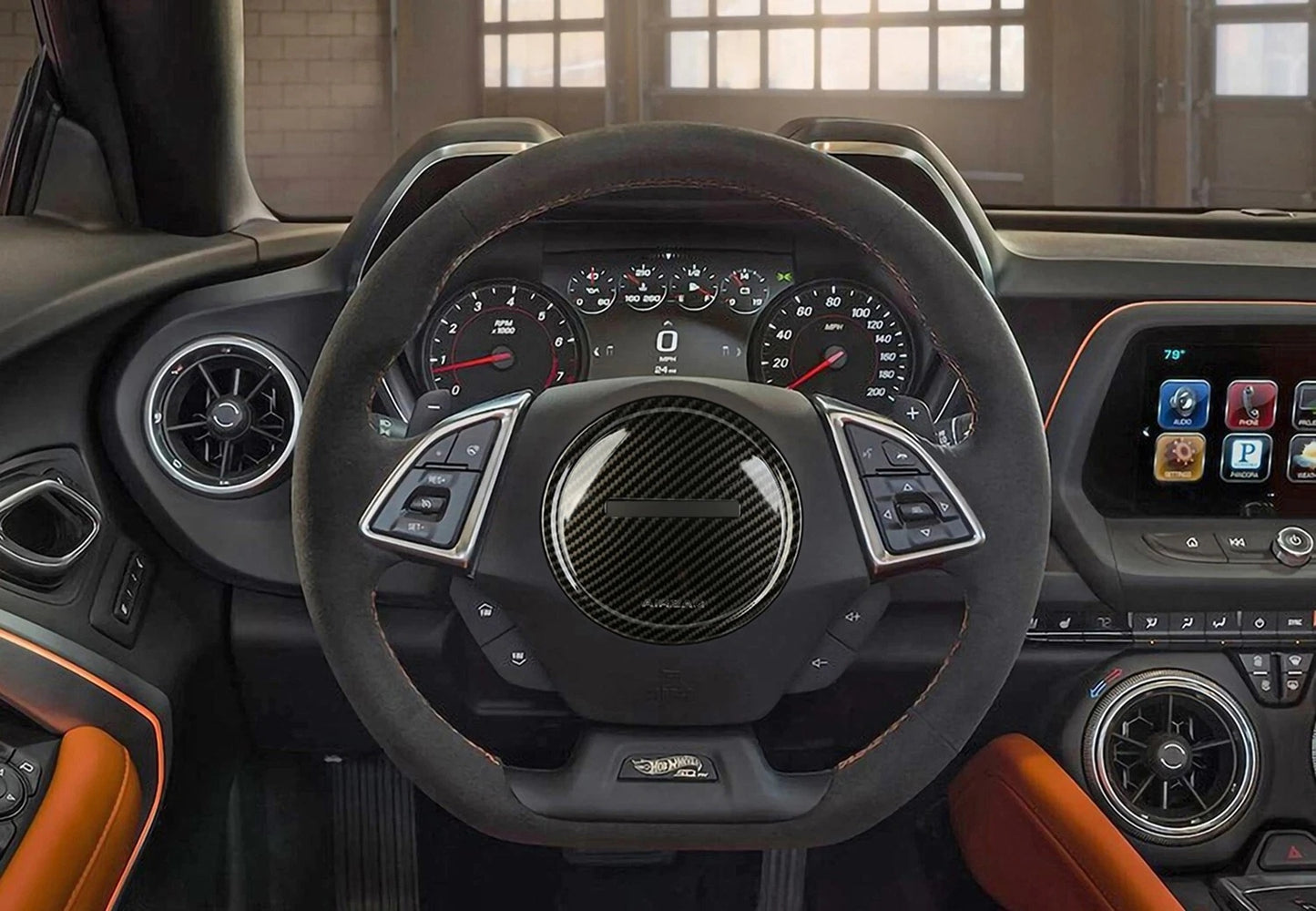 2016 - 24 Camaro  Hydro-Dipped Carbon Fiber Full Center Steering Cover