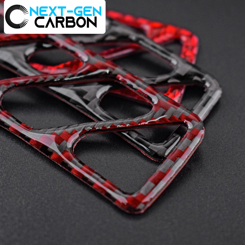 2010 - 15 Camaro Carbon Fiber Dashboard Vent Trim | Black / Red Carbon