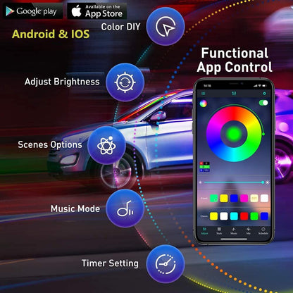 Multicolor RGB Car Interior Tube Lighting Kit