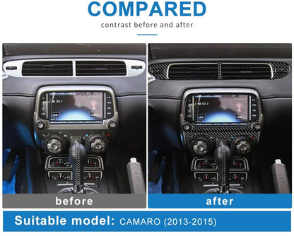 2013 - 15 Camaro Real Carbon Fiber Radio/Climate Control Trim + Center Vent Overlay | Black, Red Carbon