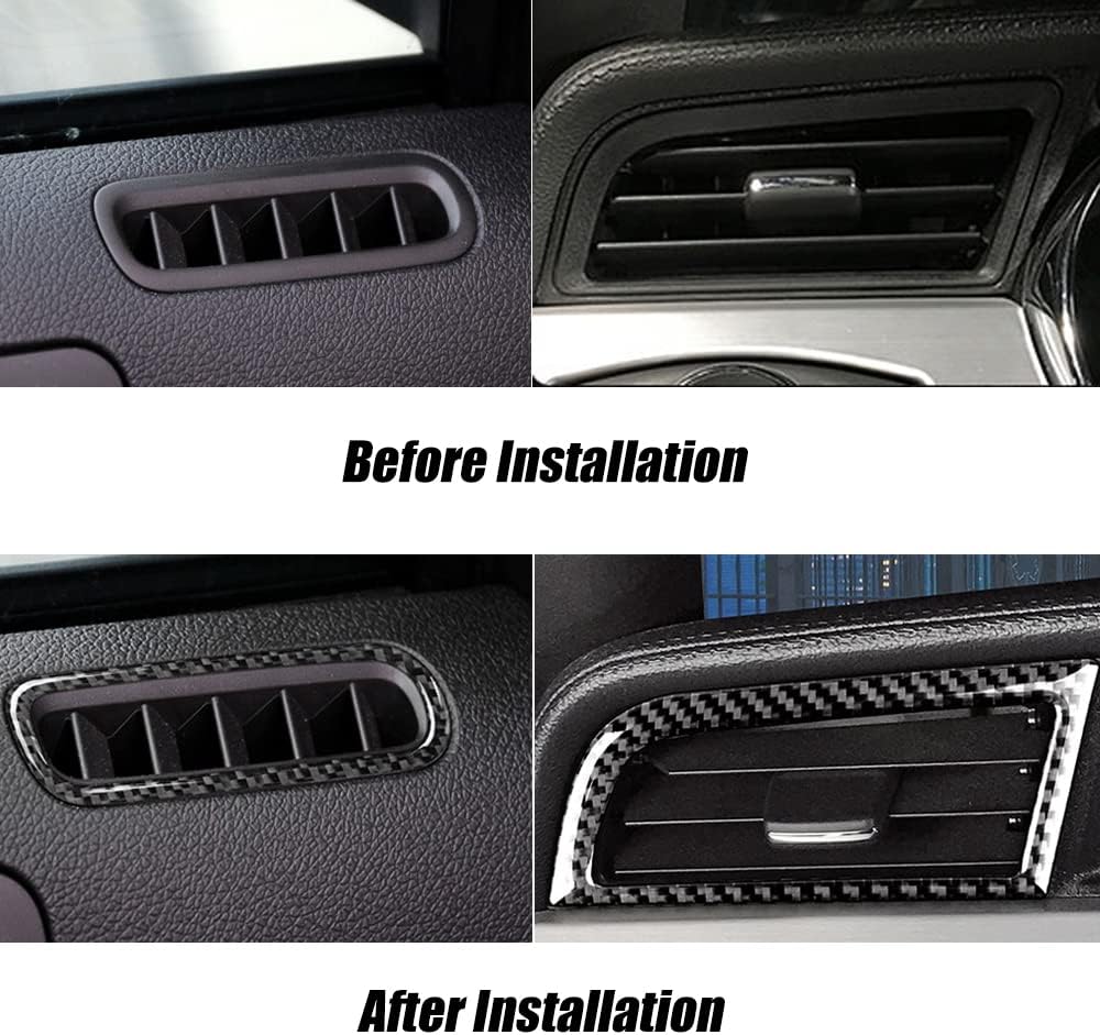 2015-24 Mustang Real Carbon Fiber Carbon Fiber Car Door Defogger Air Vent Outlet + Dashboard Air Conditioner Vent Trim Kit