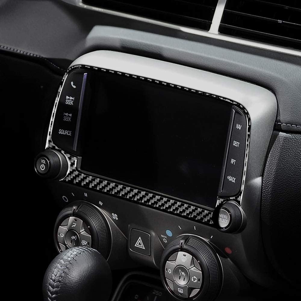 2013 - 15 Camaro Real Carbon Fiber Radio/Climate Control Trim + Center Vent Overlay | Black, Red Carbon