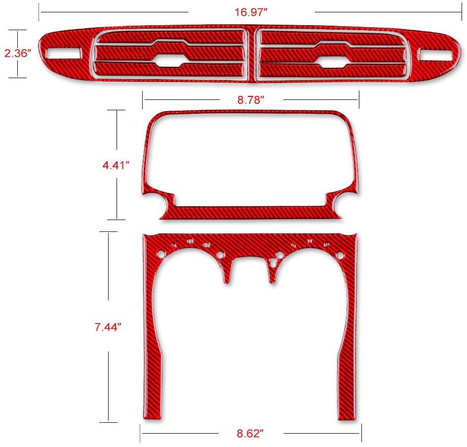 2013 - 15 Camaro Real Carbon Fiber Radio/Climate Control Trim + Center Vent Overlay | Black, Red Carbon
