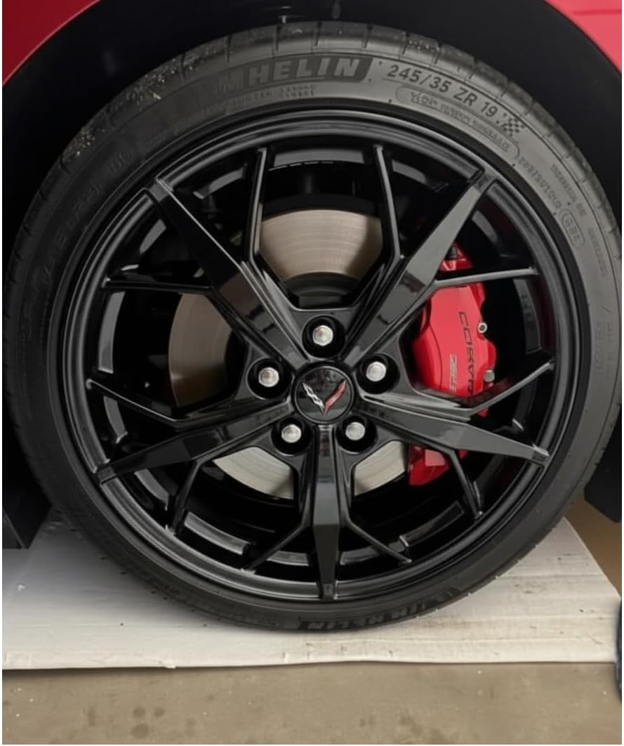 C8 Corvette Floating Spinner Black Center Caps