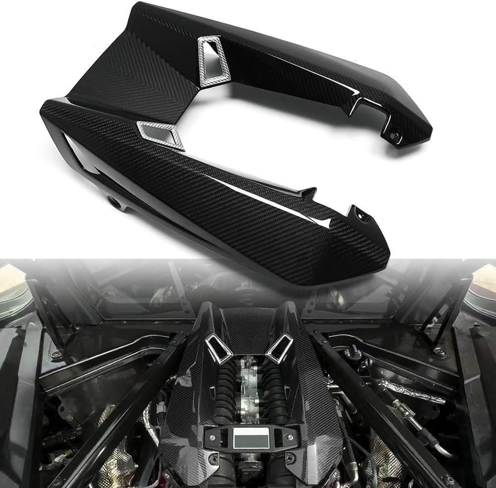 C8 Corvette Z06 LT6 Carbon Fiber Engine Cover | Black / Red Carbon