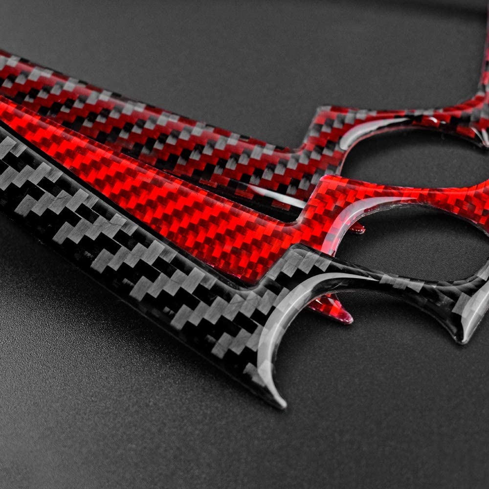 2013 - 15 Camaro Real Carbon Fiber Radio/Climate Control Trim Overlay | Black / Red Carbon