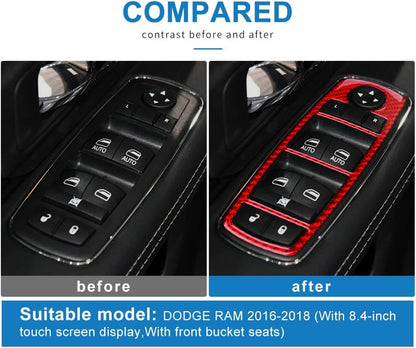 2016 - 18 Dodge Ram Carbon Fiber Window Switch Panel Overlays | Next-Gen Carbon