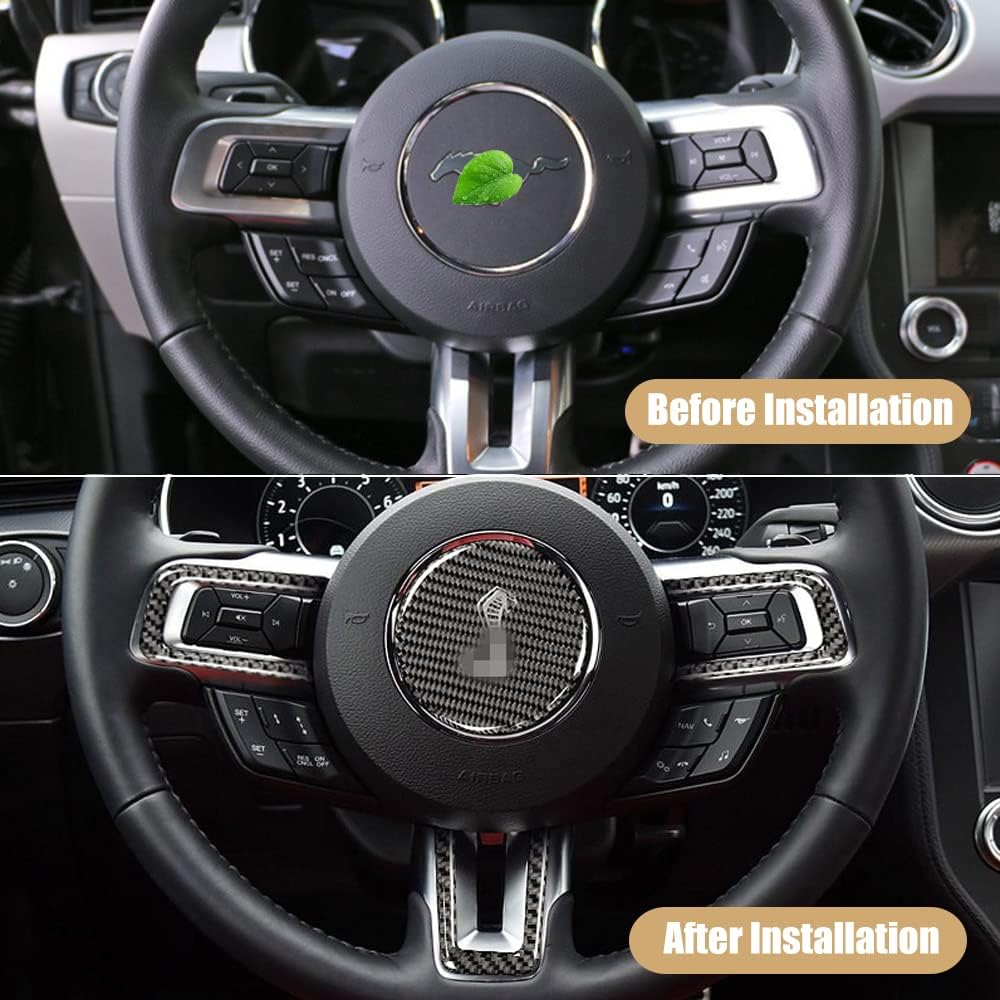 2015-24 Mustang Shelby Real Carbon Fiber Steering Wheel Trim Cover Kit