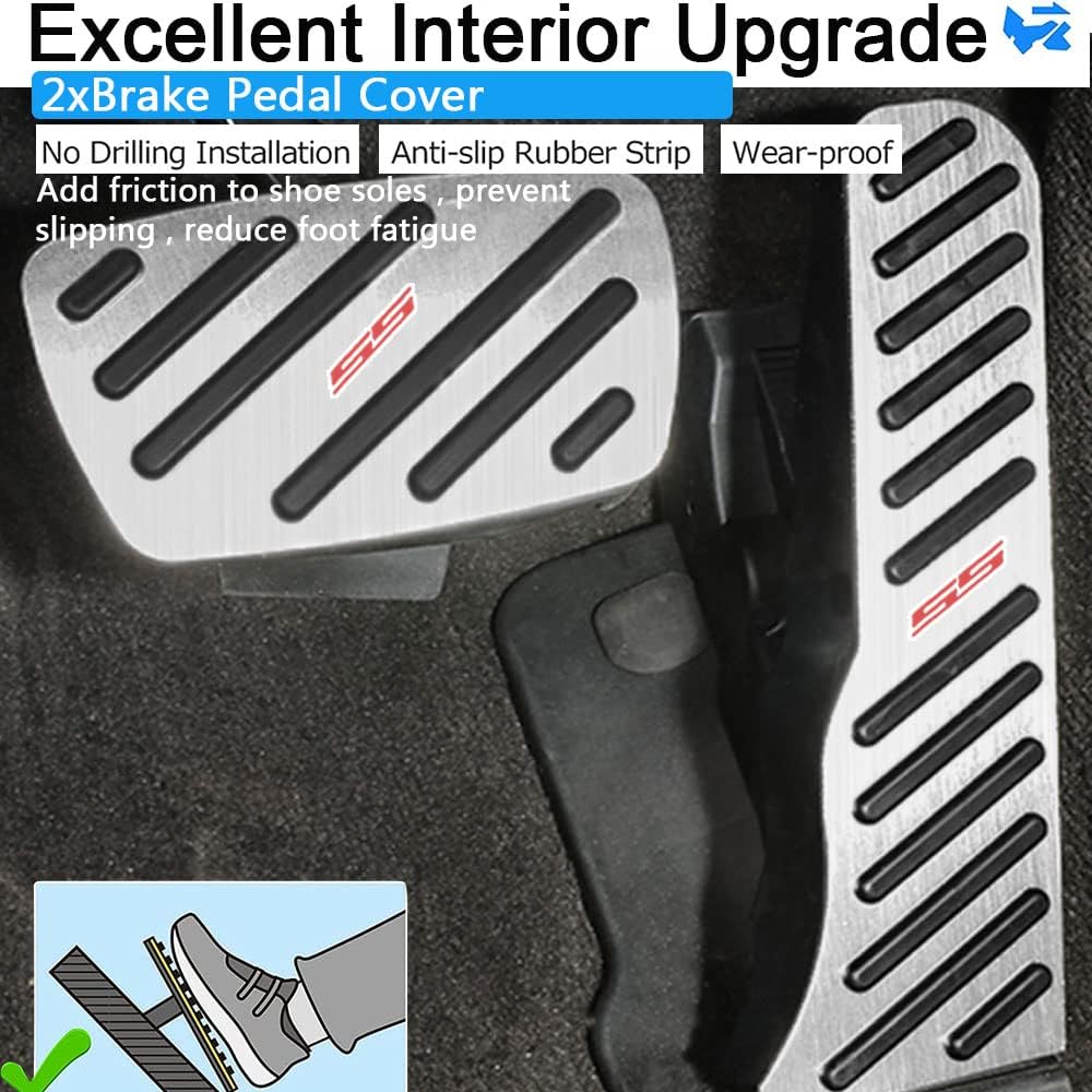 2016 - 24 Camaro Aluminum Gas and Brake Pedal Covers with SS Emblem | Next-Gen Speed