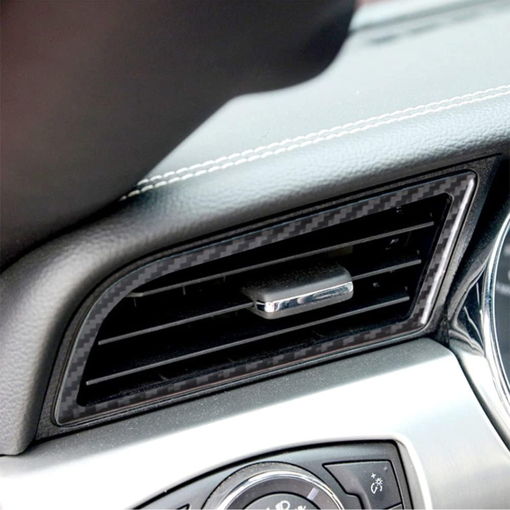 2015-24 Mustang Real Carbon Fiber Carbon Fiber Car Door Defogger Air Vent Outlet + Dashboard Air Conditioner Vent Trim Kit
