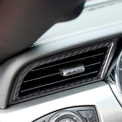 2015-24 Mustang Real Carbon Fiber Carbon Fiber Car Door Defogger Air Vent Outlet + Dashboard Air Conditioner Vent Trim Kit