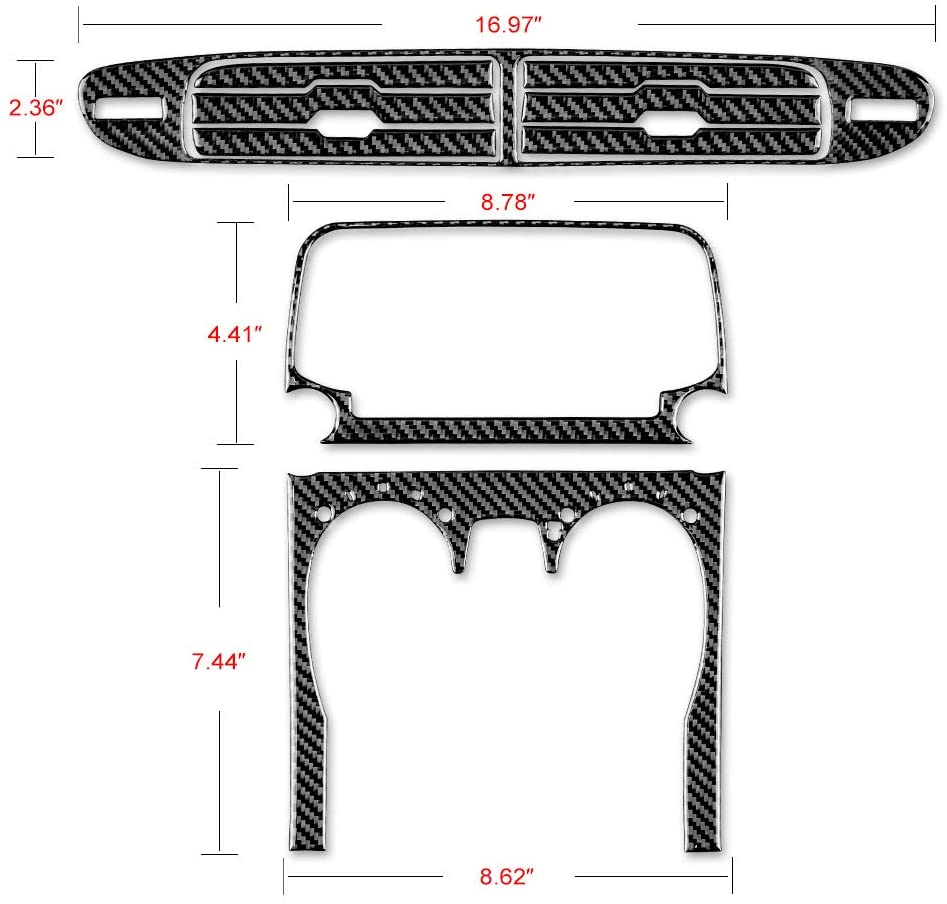 2013 - 15 Camaro Real Carbon Fiber Radio/Climate Control Trim + Center Vent Overlay | Black, Red Carbon