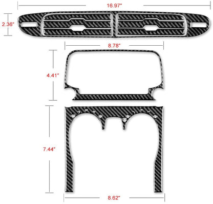 2013 - 15 Camaro Real Carbon Fiber Radio/Climate Control Trim + Center Vent Overlay | Black, Red Carbon