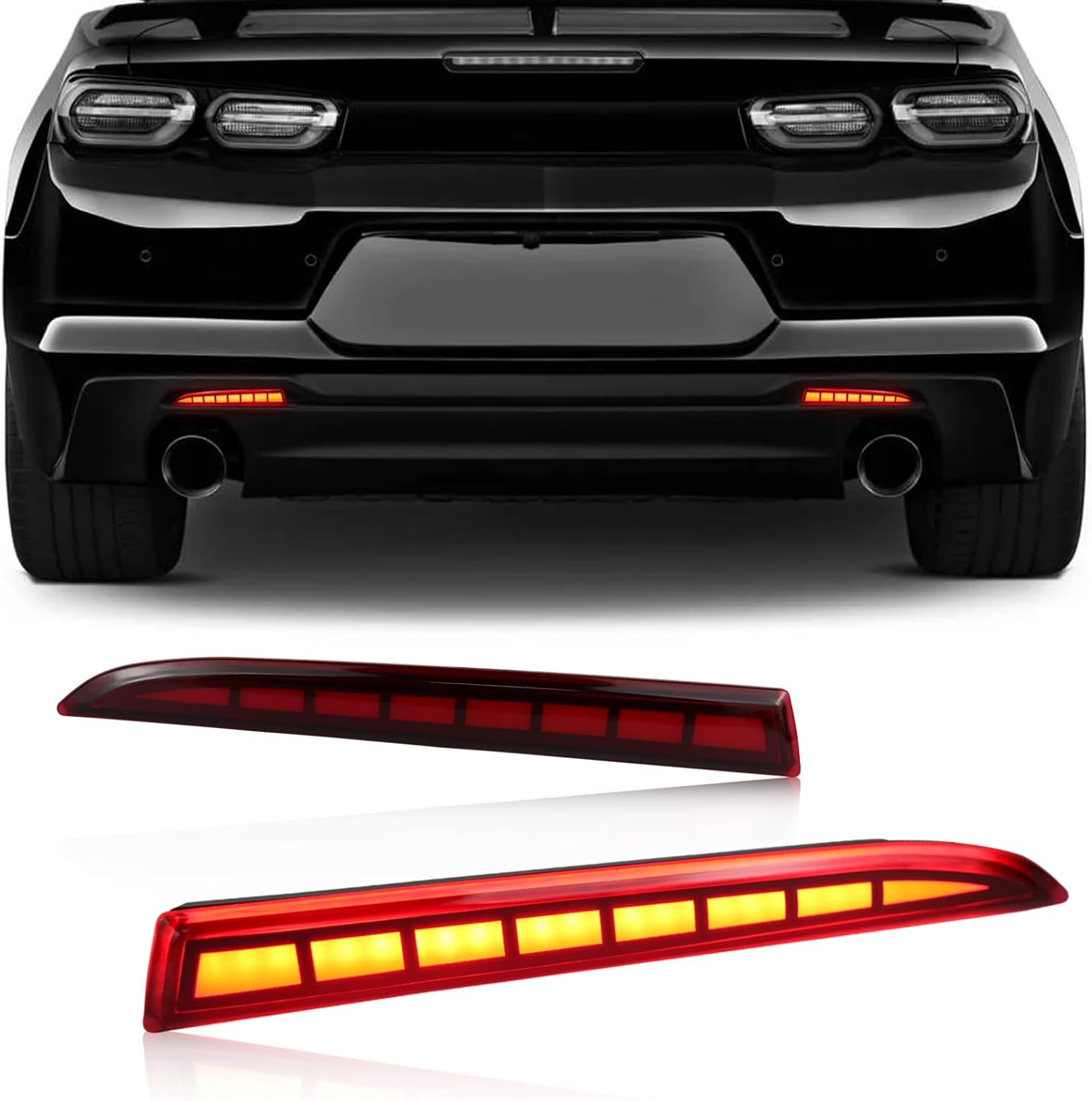 2016 - 24 Camaro Smoked LED Sequential Rear Bumper Reflectors