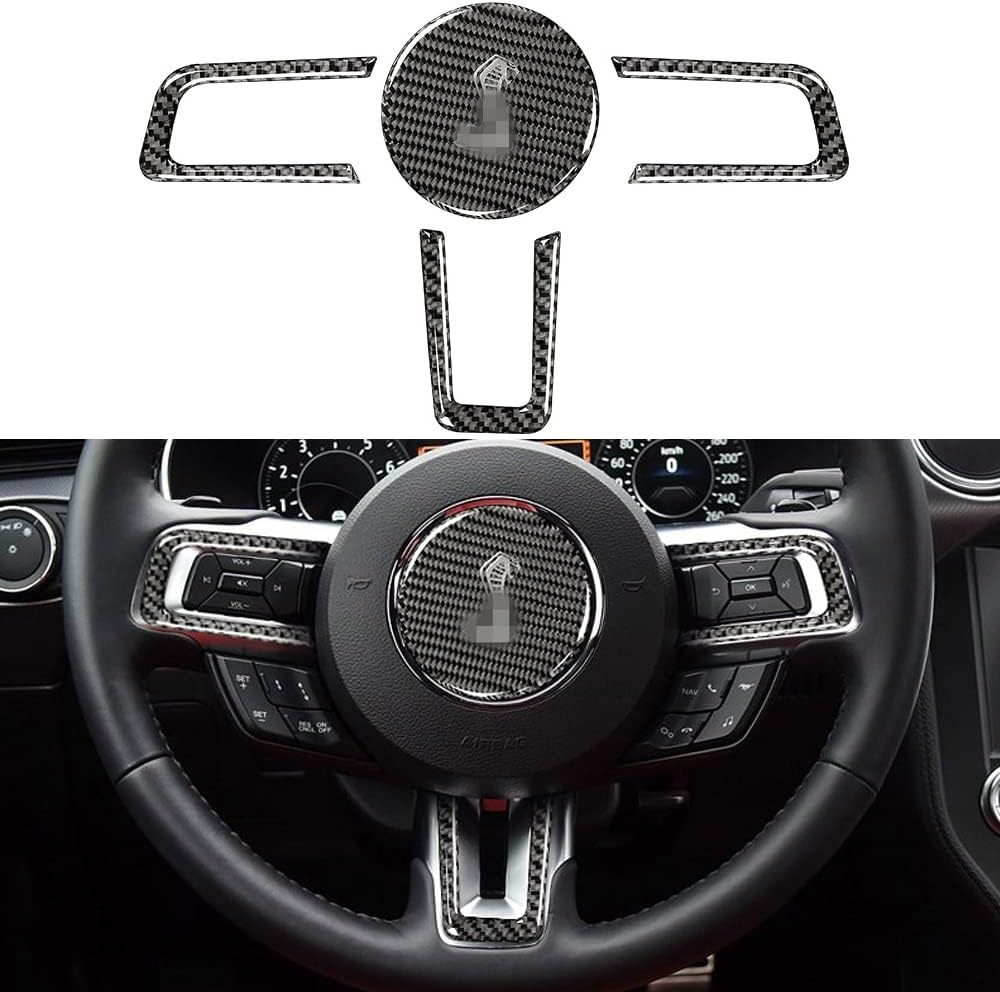 2015-24 Mustang Shelby Real Carbon Fiber Steering Wheel Trim Cover Kit