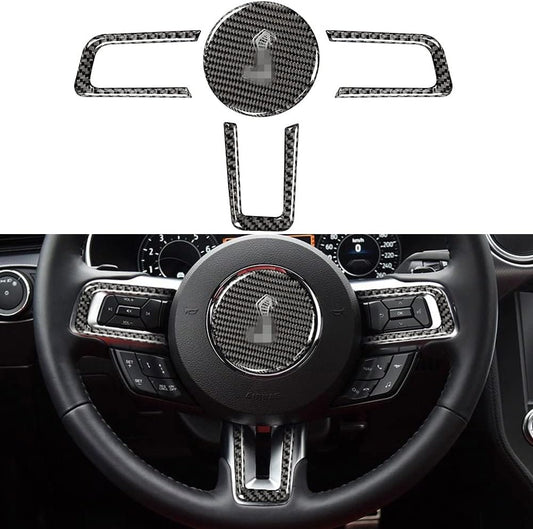 2015-24 Mustang Shelby Real Carbon Fiber Steering Wheel Trim Cover Kit