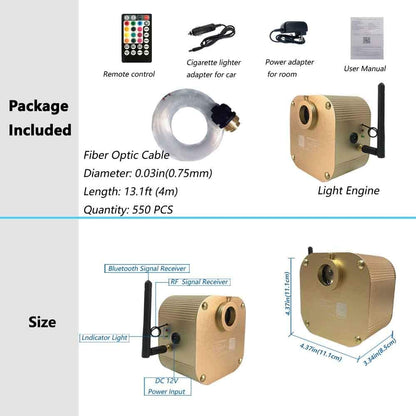 Car Star Light Headliner LED Ceiling Kit - Twinkle | Assorted | Bluetooth/Remote