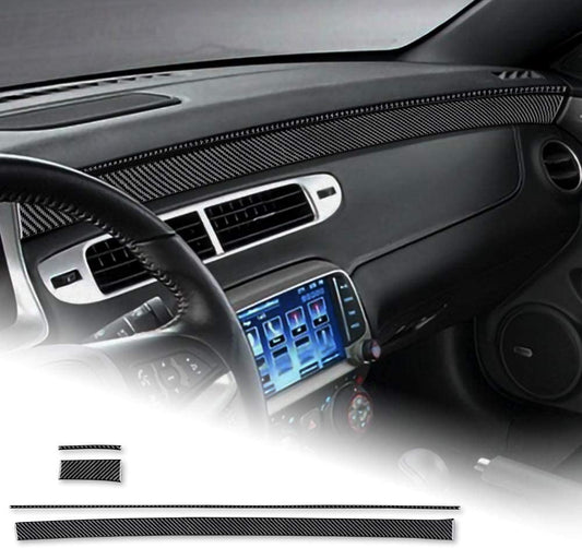2010 - 15 Camaro Real Carbon Fiber Dashboard Overlay Kit | Black / Red Carbon