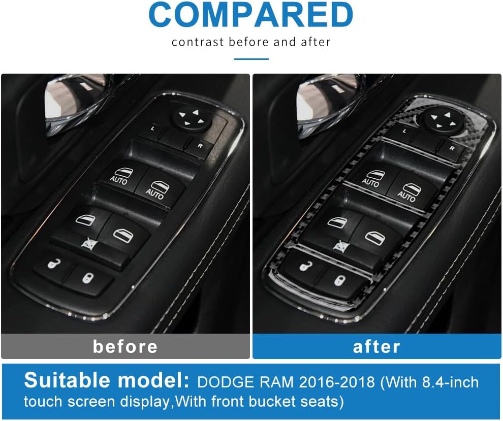 2016 - 18 Dodge Ram Carbon Fiber Window Switch Panel Overlays | Next-Gen Carbon