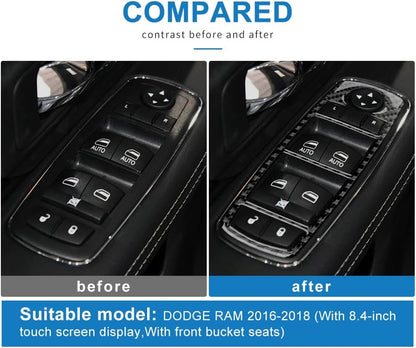 2016 - 18 Dodge Ram Carbon Fiber Window Switch Panel Overlays | Next-Gen Carbon