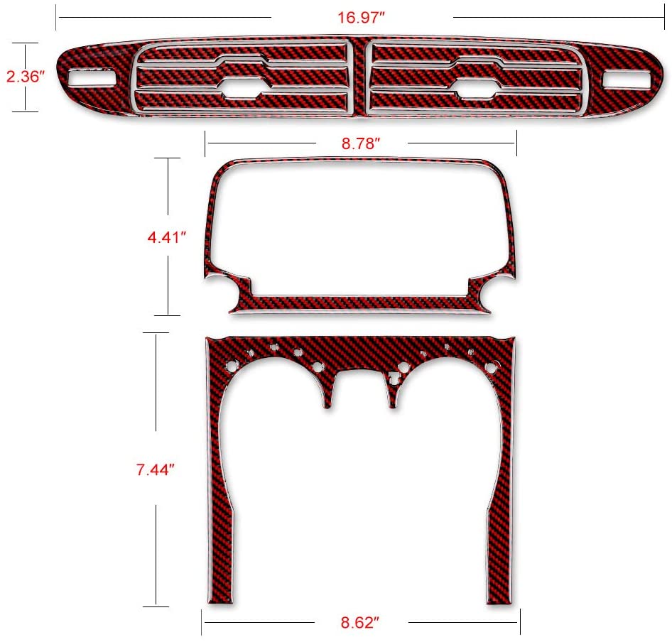 2013 - 15 Camaro Real Carbon Fiber Radio/Climate Control Trim + Center Vent Overlay | Black, Red Carbon