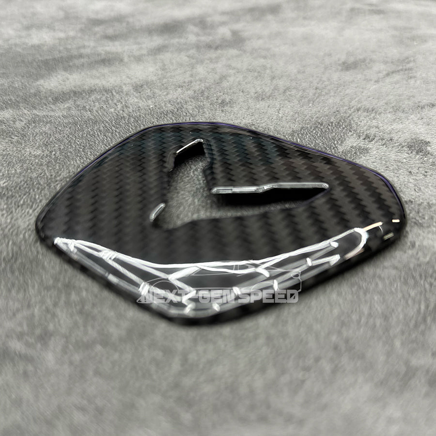 C8 Corvette Hard Carbon Fiber Center Steering Wheel Cover | Black / Red | Blue Carbon