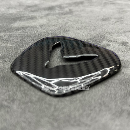 C8 Corvette Hard Carbon Fiber Center Steering Wheel Cover | Black / Red | Blue Carbon