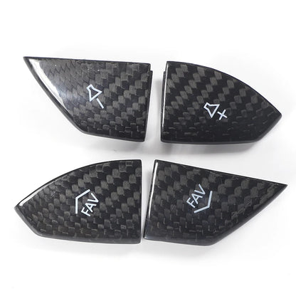 2016 - 24 Camaro Carbon Fiber Steering Volume / Fav Button Covers (Black/Red)