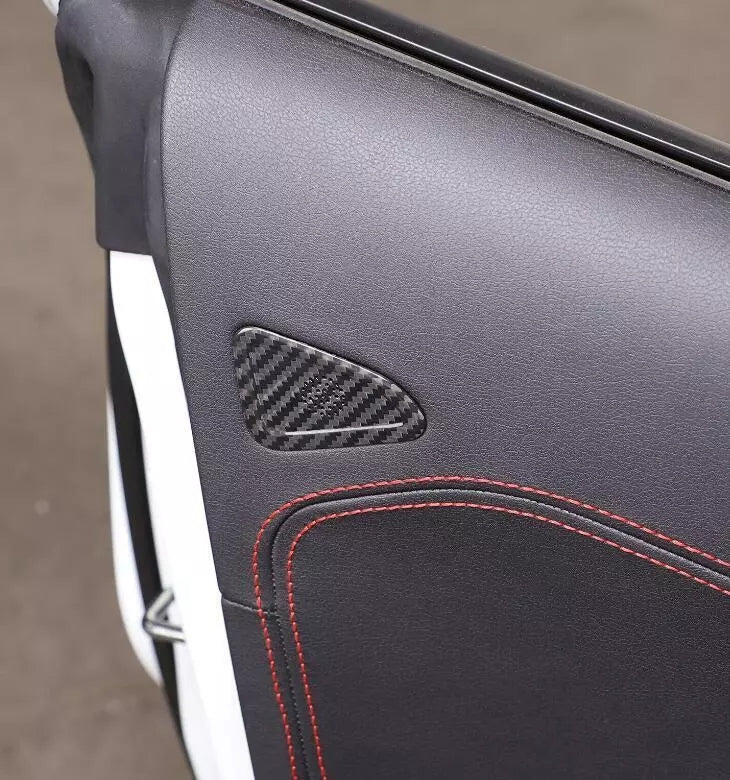 C8 Corvette Carbon Fiber Door Mic Speaker Covers | Black / Red