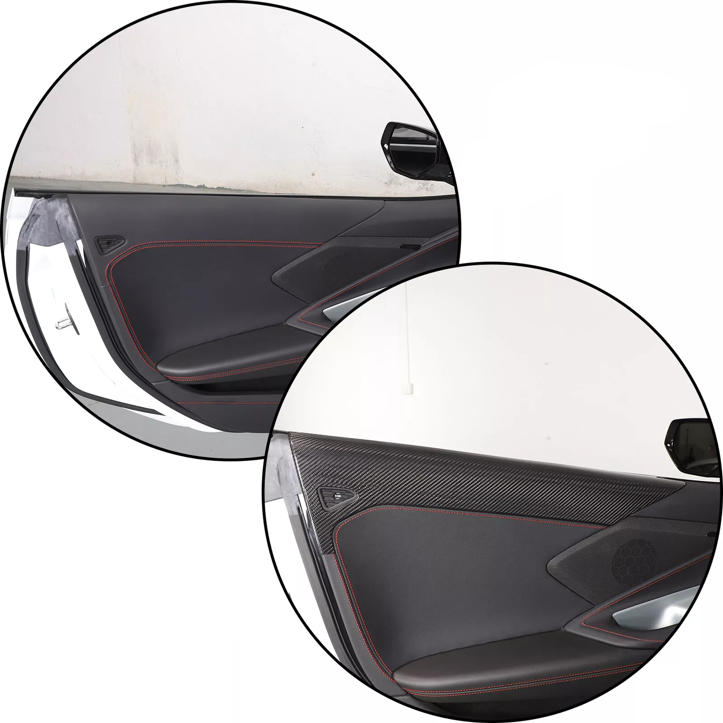 C8 Corvette Carbon Fiber Interior Inner Door Upper Covers | Next-Gen Carbon